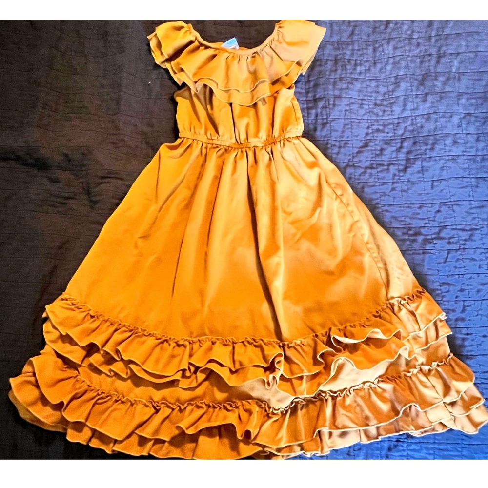 Ruffle Girl‎ Mustard Yellow Off The Shoulder Tiered High-Low Ruffle Dress 4XL